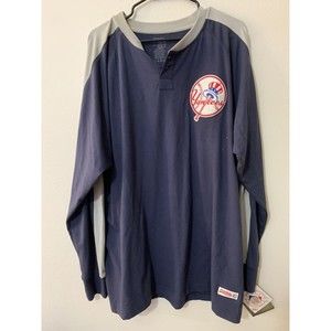 Vintage Stitches New York Yankees Long Sleeve Logo Shirt Adult 2XL NWT Henley